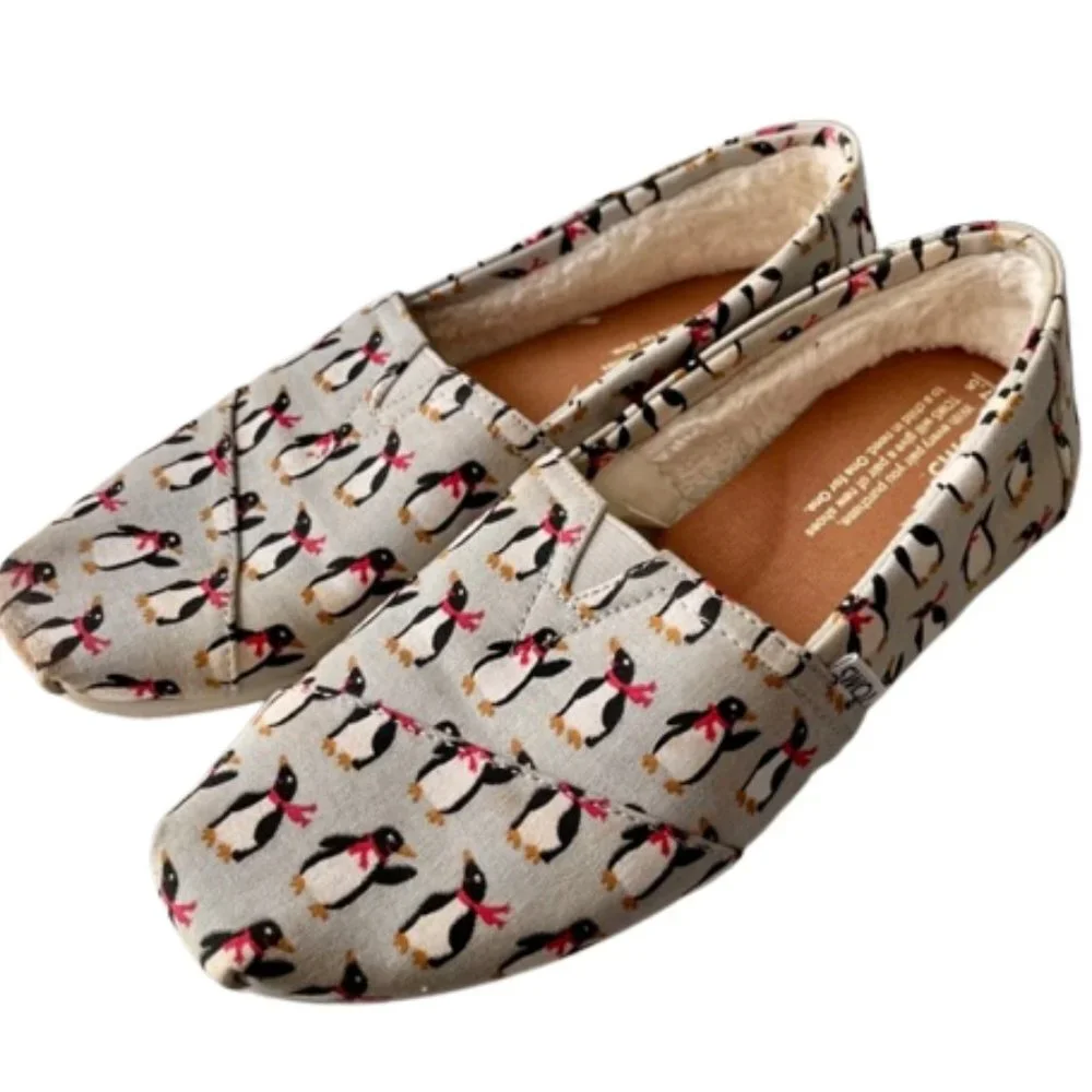 Toms Penguin Alpargata Flats, Faux Fur Lined - Gray - 7.5